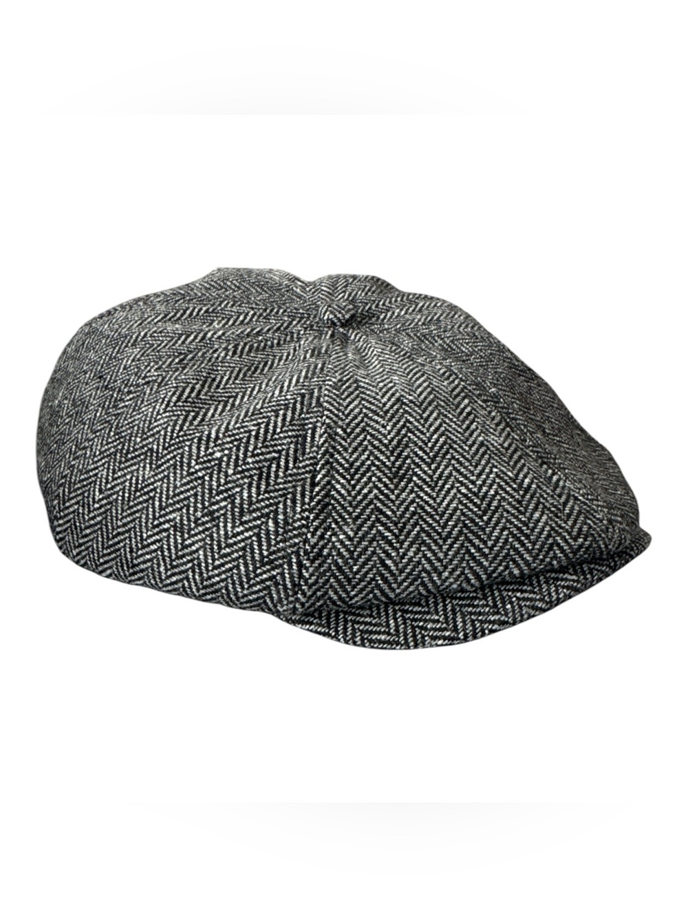 Brixton Hooligan Newsboy Cap Gray Black Herringbone Wool Blend Hat L 7 1/2